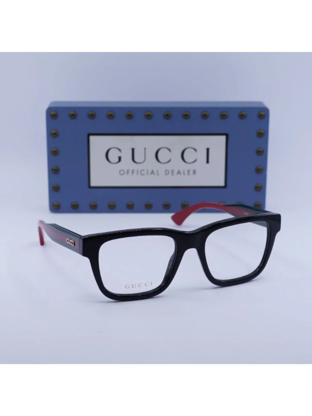 Gucci GG1870O 001 Square Eyeglasses - Black/Green/Red 53mm